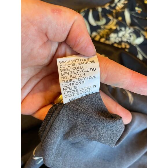 Whimsy Goth Boho Black Silky Floral Long Sleeve Bath Robe & Slip Mini Dress Sm - Picture 9 of 16